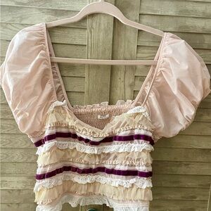 Elegant Pink Ruffled Women's Top